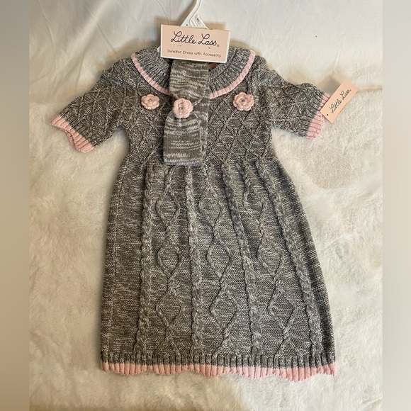 Little Lass Other - Toddler sweater dress with hair band size 4T new